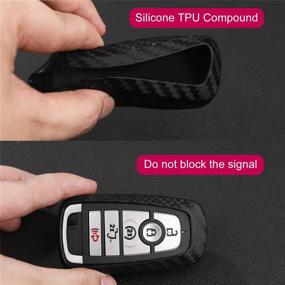 img 2 attached to 🚗 Soft Silicone Rubber Carbon Fiber Texture Car Key Fob Case for Ford Ecosport Edge Escape Explorer F-150 Raptor F-250 F-350 F-450 F-550 Fusion Mondeo Mustang Ranger - Black (With Weave Keychain)