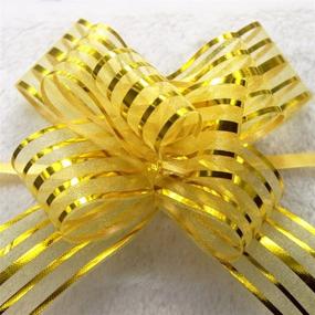 img 2 attached to 🎁 Exquisite Lookmee Gold Organza Pull Bows: Enhance Your Gift Packaging with 10 PCs & 100 YDs Wrapping Ribbon for Weddings, Christmas, Halloween, and Easter Gift Baskets