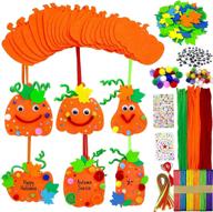 🎃 30-piece fall crafts pumpkin decoration set: diy foam decor with pipe cleaners, pom poms, colorful popsicle sticks, gem stickers, wiggle eyes, and more! logo