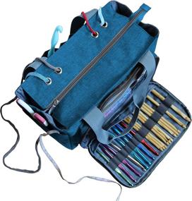 img 1 attached to 🧶 Vondrak Yarn Bags and Totes: Ultimate Crochet and Knitting Organizer with 31 Compartments - Blue Turquoise