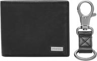 кошелек мужской черный с двойным сгибом от fossil: универсальный и стильный аксессуар для мужчин. логотип