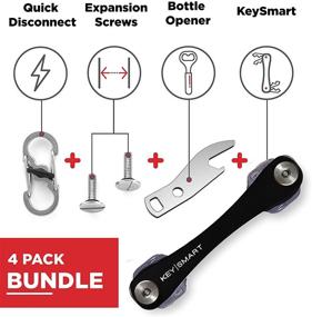 img 3 attached to KeySmart Compact Key Holder and Organizer - 14 Keys, Quick Disconnect and Bottle Opener (Black) - Expansion Pack Included