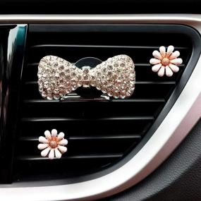 img 3 attached to Sparkling Car Accessories: Cute Air Freshener for Car, Charming Car Interior Decoration Charm, Rhinestone Air Vent Clip, Glamorous Car Decor (Crystal Bowknot)