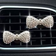 sparkling car accessories: cute air freshener for car, charming car interior decoration charm, rhinestone air vent clip, glamorous car decor (crystal bowknot) logo