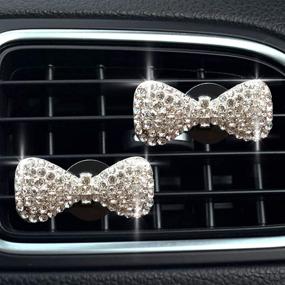 img 4 attached to Sparkling Car Accessories: Cute Air Freshener for Car, Charming Car Interior Decoration Charm, Rhinestone Air Vent Clip, Glamorous Car Decor (Crystal Bowknot)