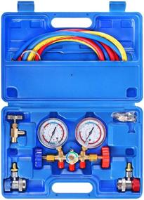 img 4 attached to YSTOOL 3 Way AC Manifold Diagnostic Gauge Refrigerant Charging Set with 5FT Hose R134a Adjustable Quick Couplers: Ideal for Air Conditioner HVAC R134a R404a R22 R12 Freon Charging, Includes Acme Adapter and Can Tap