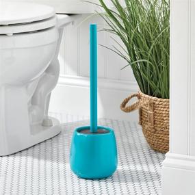 img 3 attached to Teal Blue mDesign Compact Toilet Bowl Brush and Holder - Sturdy Deep Cleaning, Bathroom Storage Solution