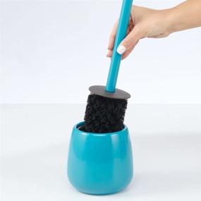 img 1 attached to Teal Blue mDesign Compact Toilet Bowl Brush and Holder - Sturdy Deep Cleaning, Bathroom Storage Solution