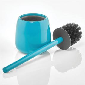 img 2 attached to Teal Blue mDesign Compact Toilet Bowl Brush and Holder - Sturdy Deep Cleaning, Bathroom Storage Solution