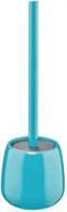 teal blue mdesign compact toilet bowl brush and holder - sturdy deep cleaning, bathroom storage solution logo