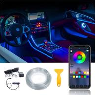 qeedon car interior led strip light: multicolor 16m colors, 19.6ft fiber optic, sound active & wireless control logo