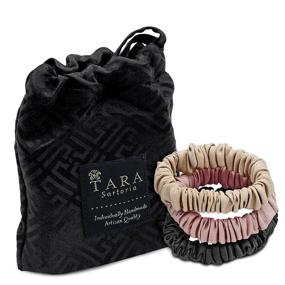 img 4 attached to 🎀 Discover the Elegance of Skinny Silk Scrunchies for Hair by Tara Sartoria - Artisan Handmade Perfection