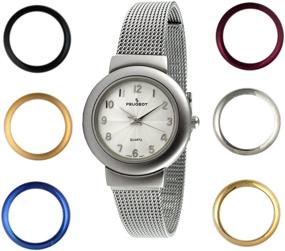 img 4 attached to ⌚ Versatile Elegance: PP Peugeot Women's Slim Dress Watch with 7 Interchangeable Bezels