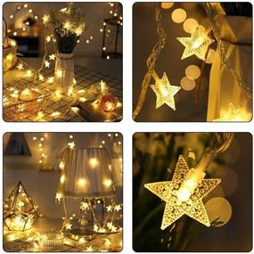 img 2 attached to 🌟 Merdeco Star String Lights: 10ft/3M 20 LED Plug in Fairy Lights for Indoor/Outdoor Decoration - Warm White Lights for Birthday, Christmas, Wedding, Party