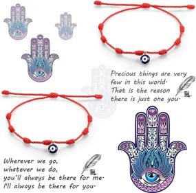 img 1 attached to 💕 Meaningful Handmade Friendship Bracelets: WILLBOND 2-Piece Promise Matching Bracelet Set with Evil Eyes and Wish Card
