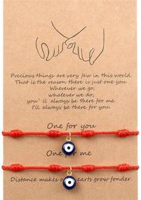 img 4 attached to 💕 Meaningful Handmade Friendship Bracelets: WILLBOND 2-Piece Promise Matching Bracelet Set with Evil Eyes and Wish Card