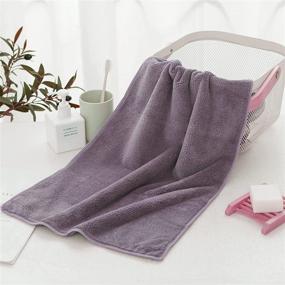 img 2 attached to xRaxfei Gift, 2 Piece Quick-Dry Microfiber Towels Sets - Lavender Purple, 1 Bath Towel and 1 Hand Towel, Super Soft, Highly Absorbent, Fade Resistant, Perfect for Bathroom, Pool, Gym