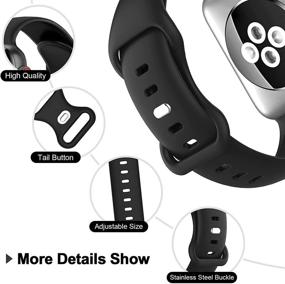 img 2 attached to 📱 4 пакета мягких силиконовых спортивных браслетов, совместимых с Apple Watch 38мм 40мм 41мм - Женские Мужские, Запасные ремешки для часов iWatch Series 7 6 SE 5 4 3 2 1 (38мм/40мм, Черный Белый Розовый Фиолетовый)