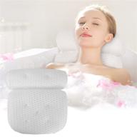 bath pillow for tub with 7 suction cups - 4d air mesh, non-slip soft support for head, neck, back, shoulders - ideal for hot tubs, massage bathtubs, and home spa logo