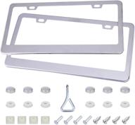 cartman stainless steel 2 holes license plate frame for us standard cars – pack of 2 with screws, washers, and caps logo