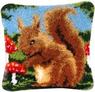 🐿️ wxlaa diy latch hook kit: animal pattern paint cross stitch to create a charming squirrel throw pillow cover for your sofa cushion logo