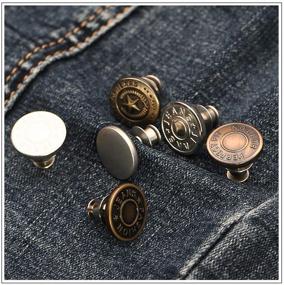 img 1 attached to 👖 Set of 6 Adjustable Jean Button Pins - No Sew, No Tools Required - Instant Pant Waist Tightener for Jeans - Easy Installation, Reusable and Adjustable (Style 1)