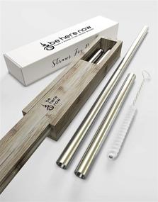 img 3 attached to Collapsible Metal Straws Set with Bamboo Case - Reusable, Convenient, and Eco-Friendly! 🌱 Includes Stainless Steel Straw Cleaner - Choose from Silver, Copper, or Black (Silver) Option