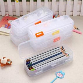 img 3 attached to 📚 BTSKY Clear Double Deck School Pencils Box- Adjustable Small Pencil Case Organizer with 4 compartments (5 Pack)