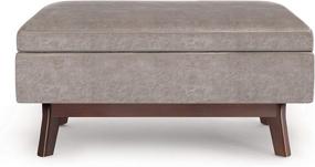 img 1 attached to 🔲 SimpliHome Owen 36 inch Storage Ottoman in Distressed Grey Taupe: Stylish and Practical Solution for Organized Living