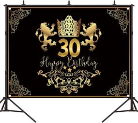 img 2 attached to Felizotos Black And Gold 30Th Birthday Backdrop Crown Lion King 30 Birthday Party Background For Photography Cake Smash Copper Grommets Banner