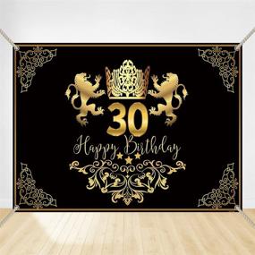 img 4 attached to Felizotos Black And Gold 30Th Birthday Backdrop Crown Lion King 30 Birthday Party Background For Photography Cake Smash Copper Grommets Banner