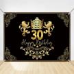 felizotos black and gold 30th birthday backdrop crown lion king 30 birthday party background for photography cake smash copper grommets banner logo