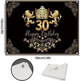 img 1 attached to Felizotos Black And Gold 30Th Birthday Backdrop Crown Lion King 30 Birthday Party Background For Photography Cake Smash Copper Grommets Banner