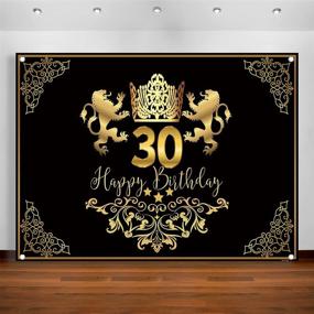 img 3 attached to Felizotos Black And Gold 30Th Birthday Backdrop Crown Lion King 30 Birthday Party Background For Photography Cake Smash Copper Grommets Banner