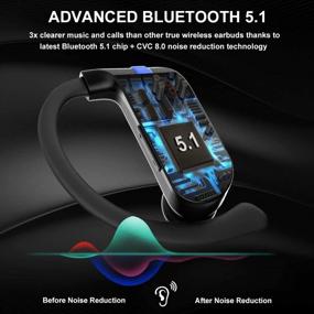 img 2 attached to 🎧 Спортивные беспроводные наушники, Bluetooth 5.1 с микрофоном, глубоким басом, влагозащитой класса IP7, время работы 40 часов - внутриканальные шумоподавляющие наушники для бега, тренировок в спортзале.