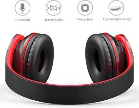 img 2 attached to 🎧 AILIHEN Wired Headphones with Microphone: Lightweight On-Ear Headset for iOS Android Smartphones, Tablets, and More - Black Red