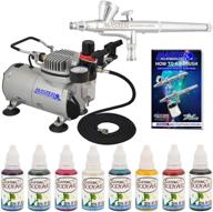 premium master airbrushing system kit: 8-color water-based face & body art paint set, cool runner ii dual fan air compressor, pro gravity airbrush with hose - washable temporary tattoo, how-to guide logo