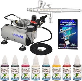 img 1 attached to Premium Master Airbrushing System Kit: 8-Color Water-Based Face & Body Art Paint Set, Cool Runner II Dual Fan Air Compressor, Pro Gravity Airbrush with Hose - Washable Temporary Tattoo, How-to Guide