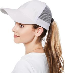 img 2 attached to 💁 Washed Distressed Baseball Cap with Criss Cross Design for Women, Perfect for High Messy Bun and Ponytails