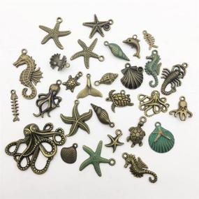 img 3 attached to 🐠 Ocean Fish Sea Creatures Charms Pendants - Bronze Marine Collection, 100g Craft Supplies for DIY Necklace Bracelet Making, Jewelry Findings Accessory (M069)