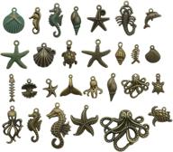 🐠 ocean fish sea creatures charms pendants - bronze marine collection, 100g craft supplies for diy necklace bracelet making, jewelry findings accessory (m069) logo