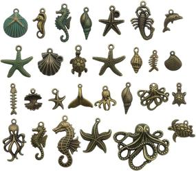 img 4 attached to 🐠 Ocean Fish Sea Creatures Charms Pendants - Bronze Marine Collection, 100g Craft Supplies for DIY Necklace Bracelet Making, Jewelry Findings Accessory (M069)