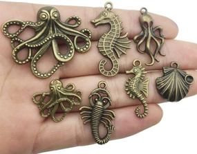 img 1 attached to 🐠 Ocean Fish Sea Creatures Charms Pendants - Bronze Marine Collection, 100g Craft Supplies for DIY Necklace Bracelet Making, Jewelry Findings Accessory (M069)