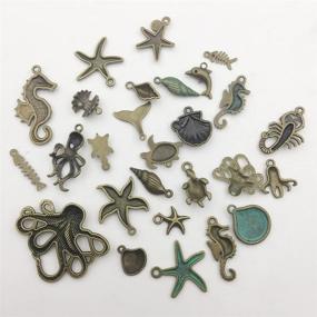 img 2 attached to 🐠 Ocean Fish Sea Creatures Charms Pendants - Bronze Marine Collection, 100g Craft Supplies for DIY Necklace Bracelet Making, Jewelry Findings Accessory (M069)