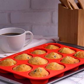 img 2 attached to 🧁 Форма для маффинов Ocmoiy на 12 чашек (2 шт.) - не пригорает, без вредных веществ, для выпечки кексов стандартного размера в духовке: прочная, легко отсоединяется и универсальная.