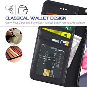 img 2 attached to 📱 Arae Case for iPhone 11: Premium PU Leather Wallet Cover with Stand Feature, Wrist Strap, and 4-Slots for IDs & Credit Cards - Black (6.1 inch, 2019 Released)