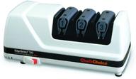 chef'schoice edgeselect professional electric knife sharpener - 20-degree diamond abrasives, precision guides - straight and serrated knives - made in usa - 3-stage - white logo