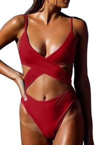 img 2 attached to CHYRII Womens Crisscross Knotted Swimsuit Women's Clothing