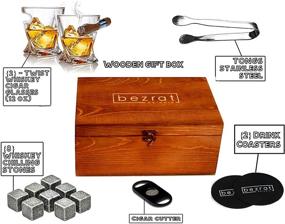 img 2 attached to 🥃 Bezrat Vintage Whiskey Cigar Glasses Set With Side Cigar Holder + Chilling Stones and Accessories in Wooden Box - Ideal Scotch Bourbon Gift Set for Dad, Husband, Fathers Day, Birthday Celebration
