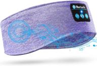 🎧 sleep headphones bluetooth headband 5.0 – hifi wireless elastic sports headband with thin built-in headphones for running yoga travel - purple logo